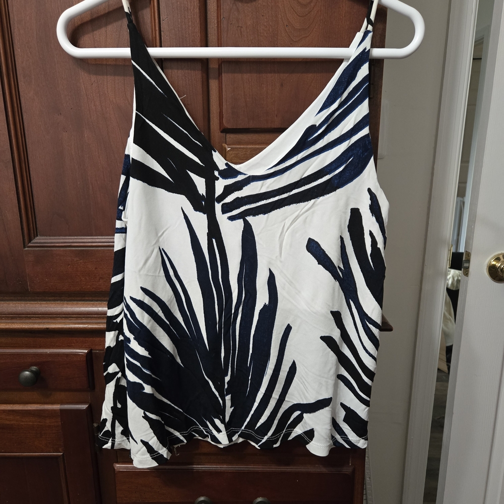 H&M Black and White Leaf Print Camisole